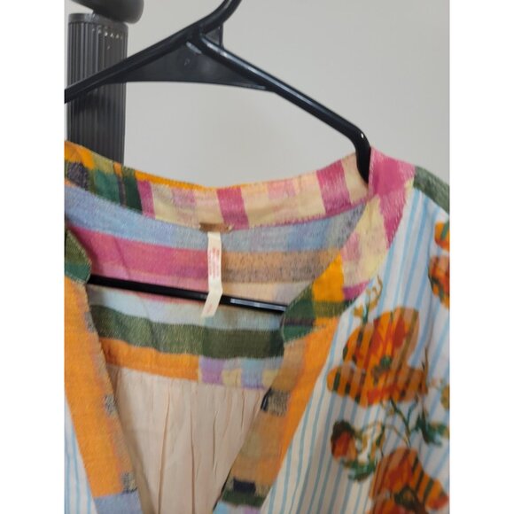 Free People Agnes Print Tiered Ruffle Minidress Patchwork Combo Pattern Size S - Picture 3 of 6